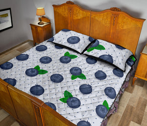 Blueberry Pokka Dot Pattern Quilt Bed Set