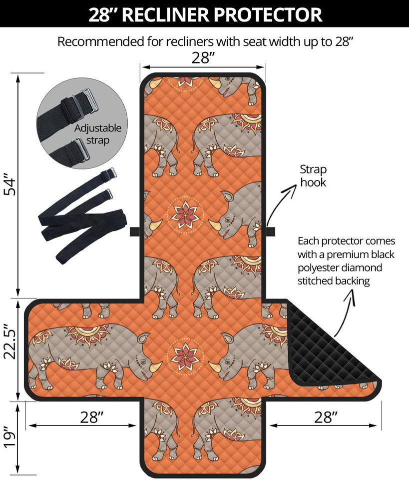 Rhino Pattern Theme Recliner Cover Protector