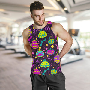 Halloween Pumpkin Bat Pattern Men Tank Top