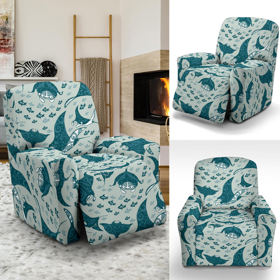 Stingray Pattern Print Design 01 Recliner Chair Slipcover
