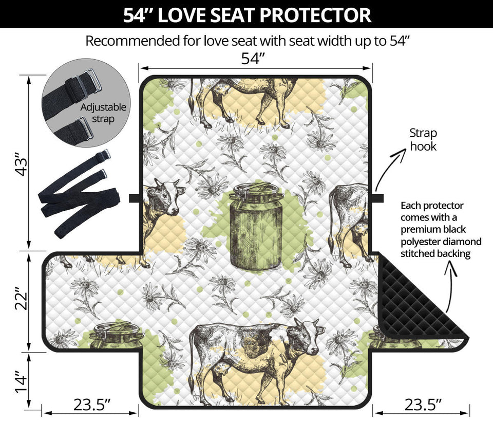 Cow Pattern Loveseat Couch Cover Protector