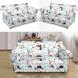 Snowman Pattern Background Loveseat Couch Slipcover