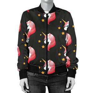 Unicorn Star Pattern Women Bomber Jacket