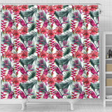 Pink Parrot Heliconia Pattern Shower Curtain Fulfilled In US