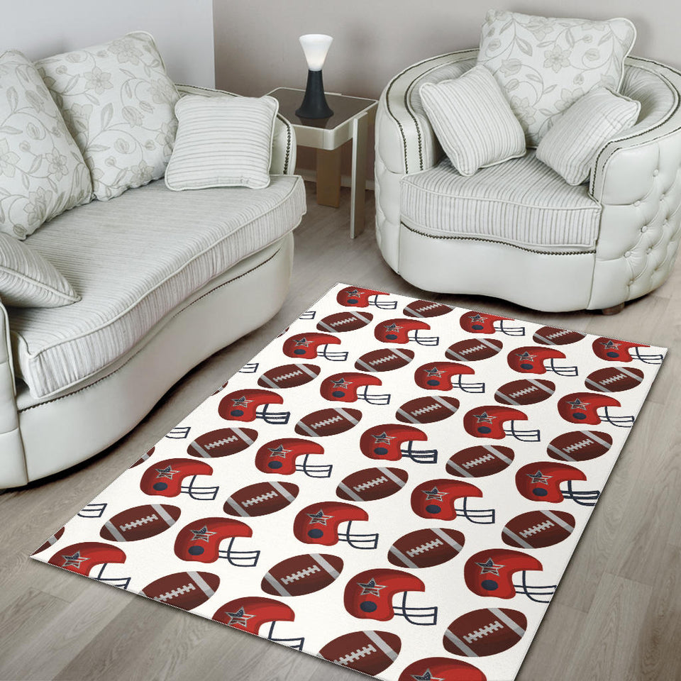 American Football Ball Red Helmet Pattern Area Rug