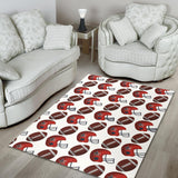 American Football Ball Red Helmet Pattern Area Rug