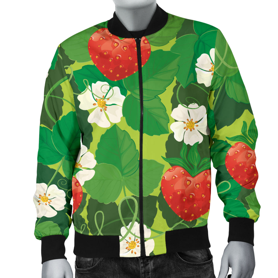 Strawberry Leaves Pattern Men Bomber Jacket