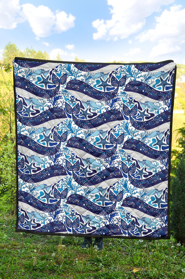 Whale Starfish Pattern Premium Quilt