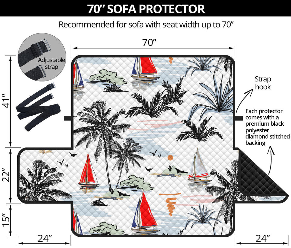 Sailboat Pattern Background Sofa Cover Protector