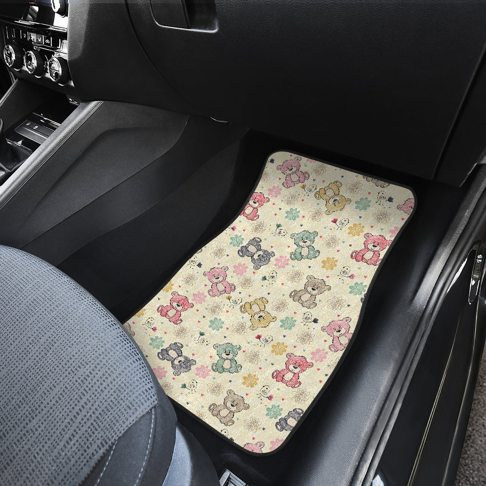 Teddy Bear Pattern Print Design 05 Front and Back Car Mats