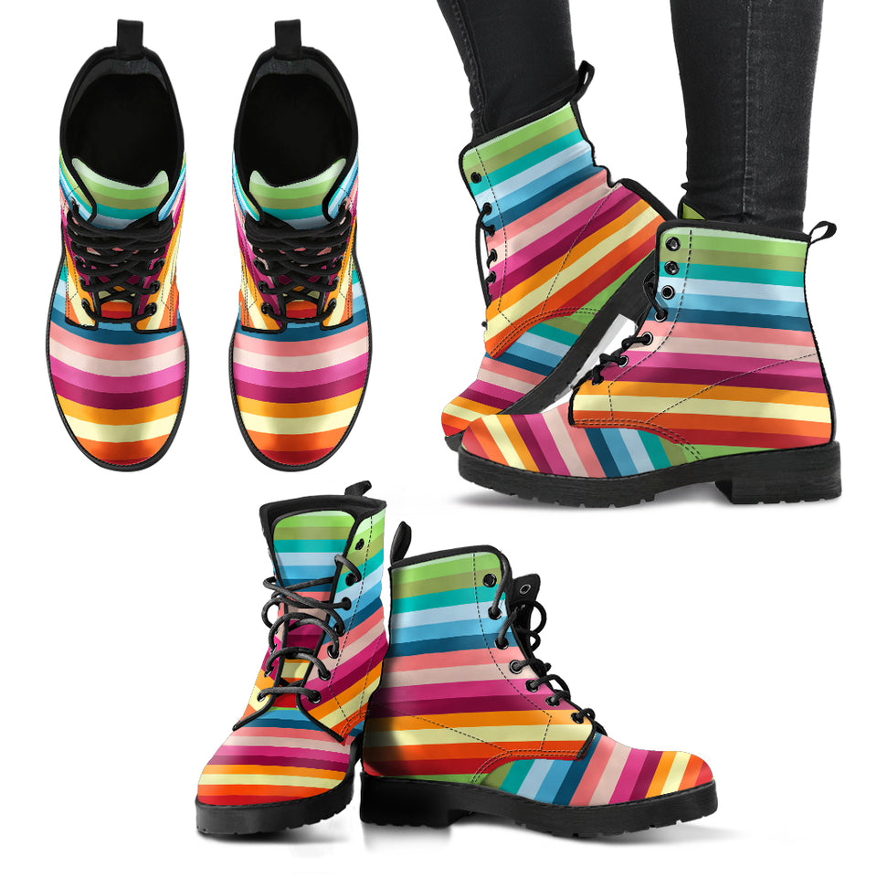 Rainbow Pattern Leather Boots