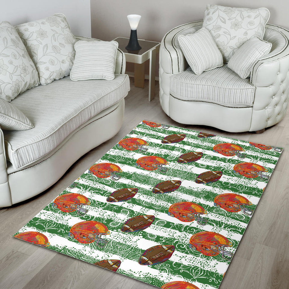 American Football Ball Helmet Pattern Area Rug