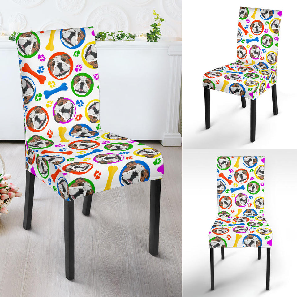 English Bulldog Pattern Print Design 05 Dining Chair Slipcover