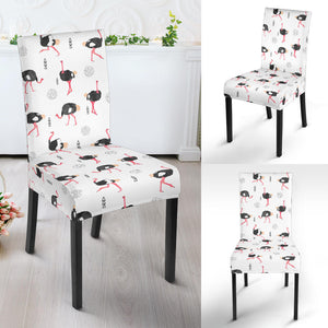 Ostrich Pattern Print Design 02 Dining Chair Slipcover