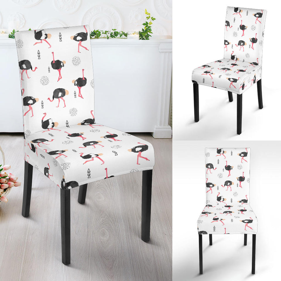 Ostrich Pattern Print Design 02 Dining Chair Slipcover