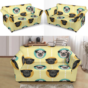 Pug Head Pattern Loveseat Couch Slipcover