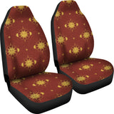 Sun Pattern Red Background Universal Fit Car Seat Covers