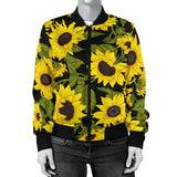 Sunflower Theme Pattern  Women Bomber Jacket