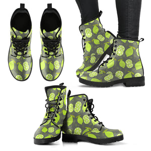 Lime Pattern Theme Leather Boots