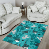 Green Cactus Pattern Area Rug