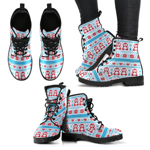 Penguin Sweater Printed Pattern Leather Boots