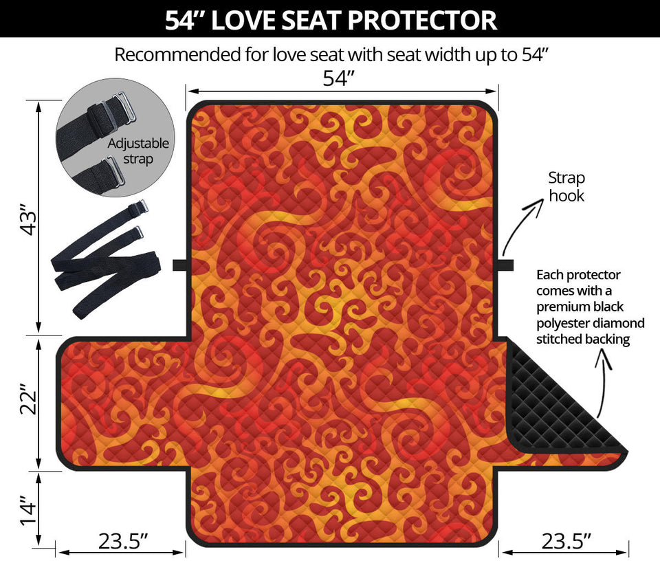 Flame Fire Pattern Loveseat Couch Cover Protector