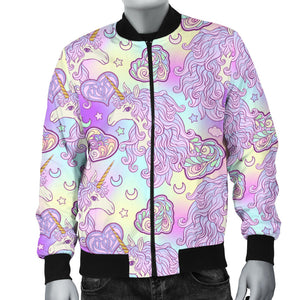 Unicorn Heart Pattern Men Bomber Jacket