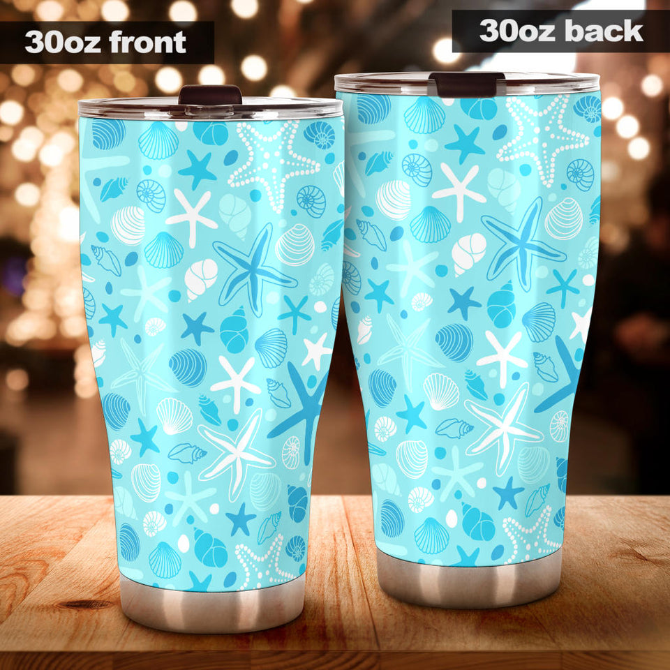 Starfish Shell Blue Theme Pattern Tumbler