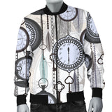 Vintage Clock Pattern Men Bomber Jacket