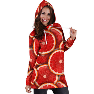 Sliced Grapefruit Pattern Background Women Hoodie Dress