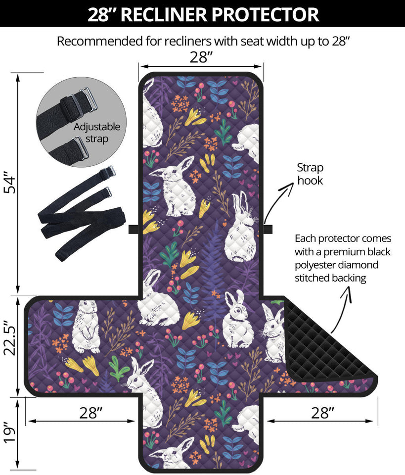 Rabbit Leaves Pattern Recliner Cover Protector