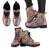 Rainbow Rectancular Pattern Leather Boots