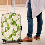White Tulip Pattern Luggage Covers
