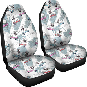 French Bulldog Skating Pattern Universal Fit Car Seat Covers