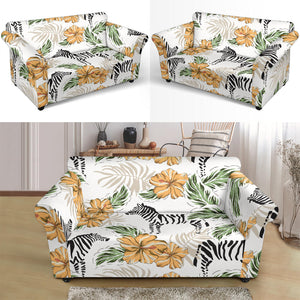 Zebra Hibiscus Pattern Loveseat Couch Slipcover