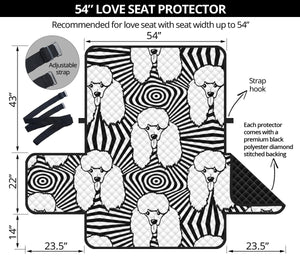 Black and White Poodle Pattern Loveseat Couch Cover Protector