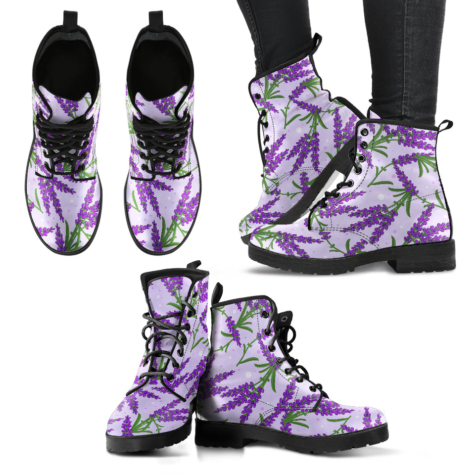 Lavender Pattern Leather Boots