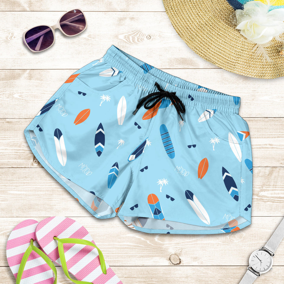 Surfboard Pattern Print Design 05 Women Shorts