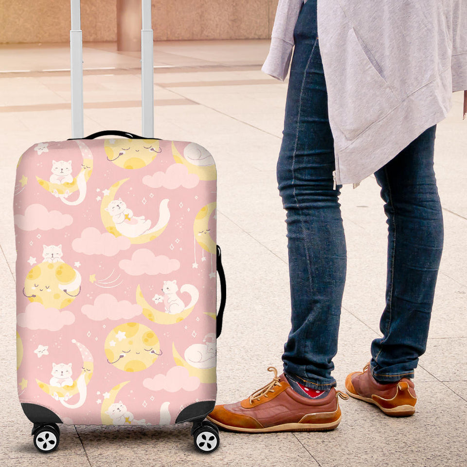 Moon Sleeping Cat Pattern Luggage Covers