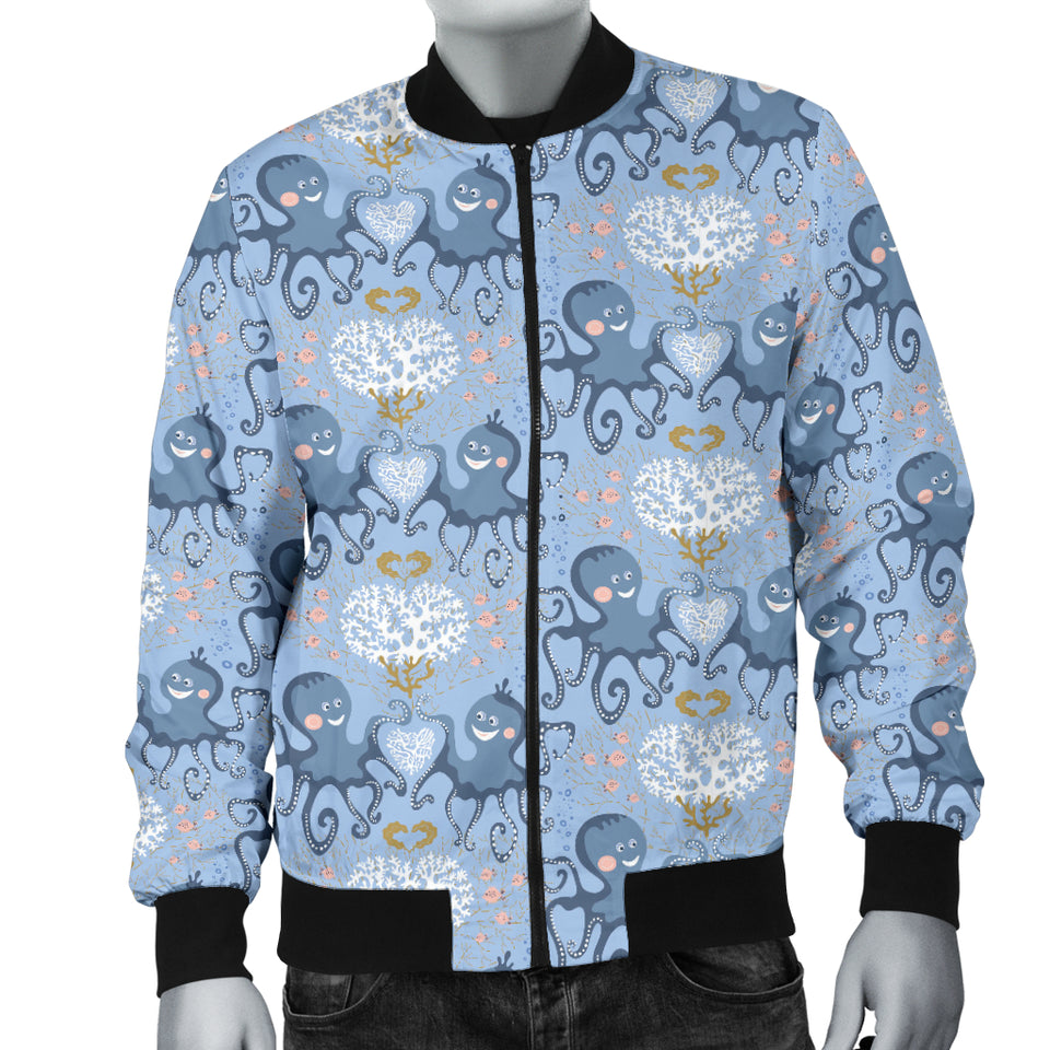 Octopus Heart Pattern Men Bomber Jacket