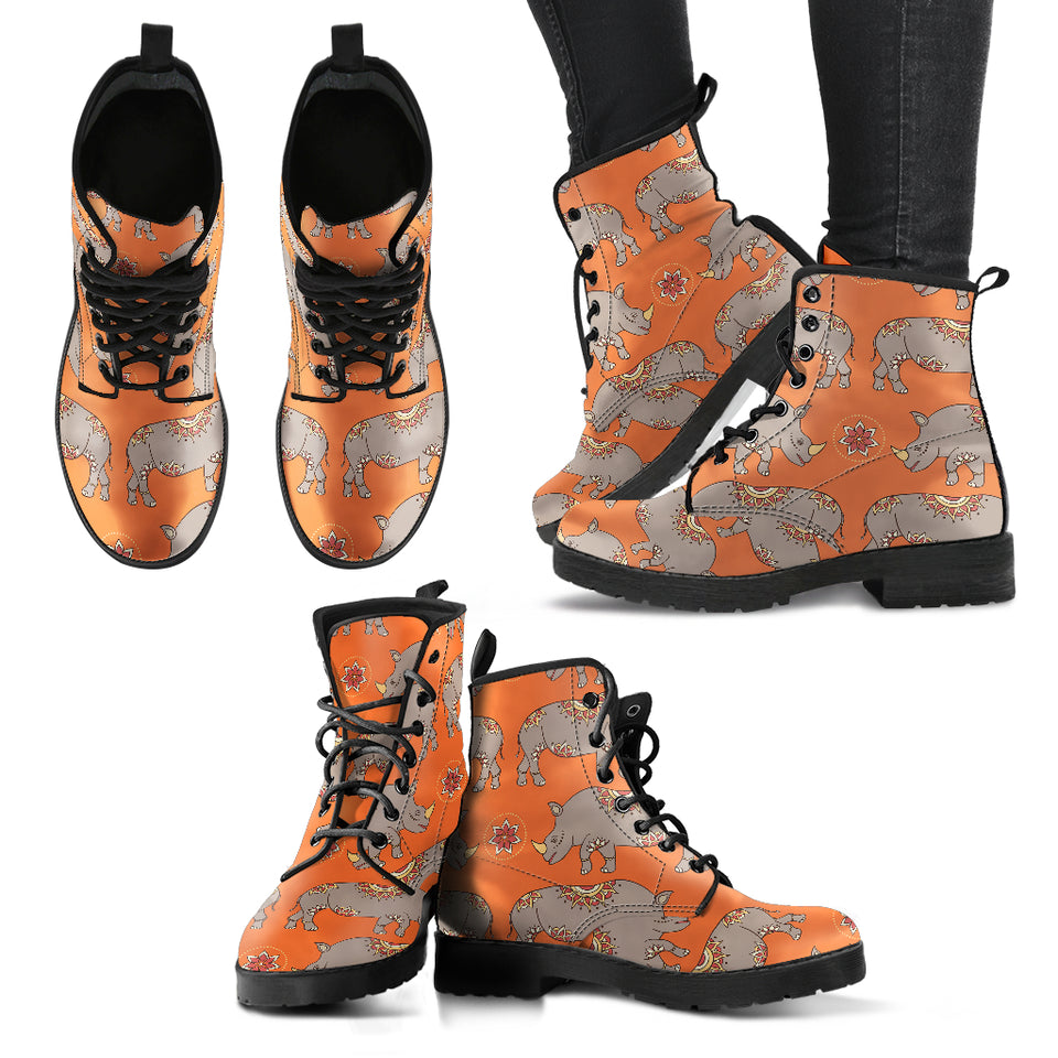 Rhino Pattern Theme Leather Boots