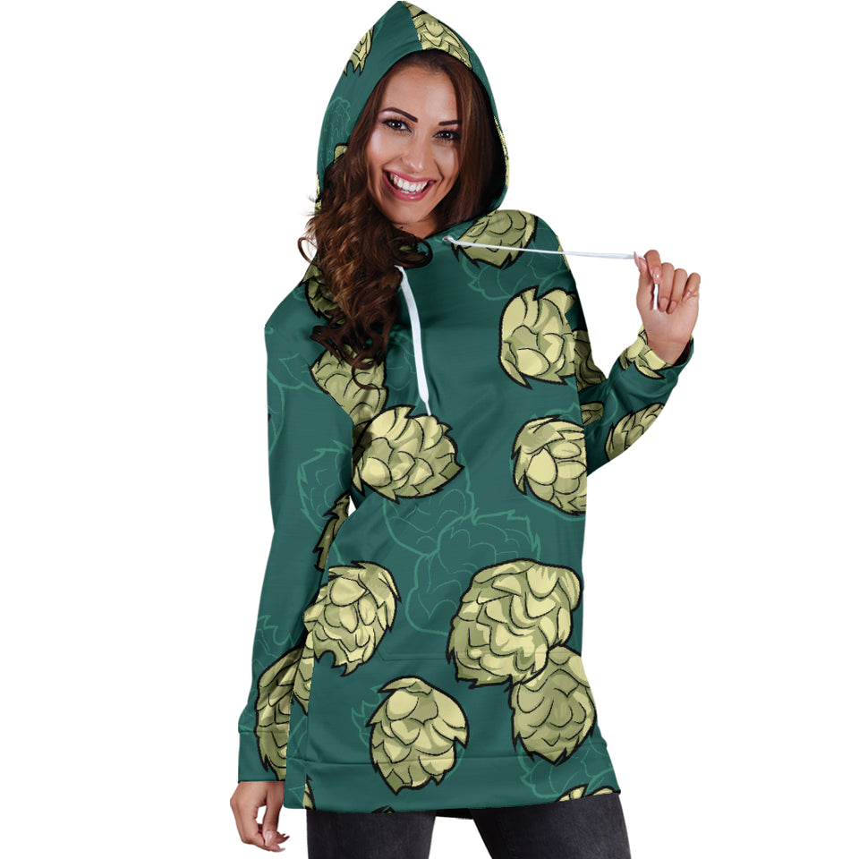 Hop Pattern Background Women Hoodie Dress