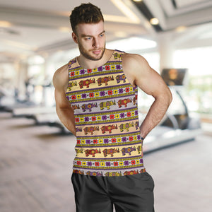 Rhino African Afro Dashiki Adinkra Kente Pattern Men Tank Top