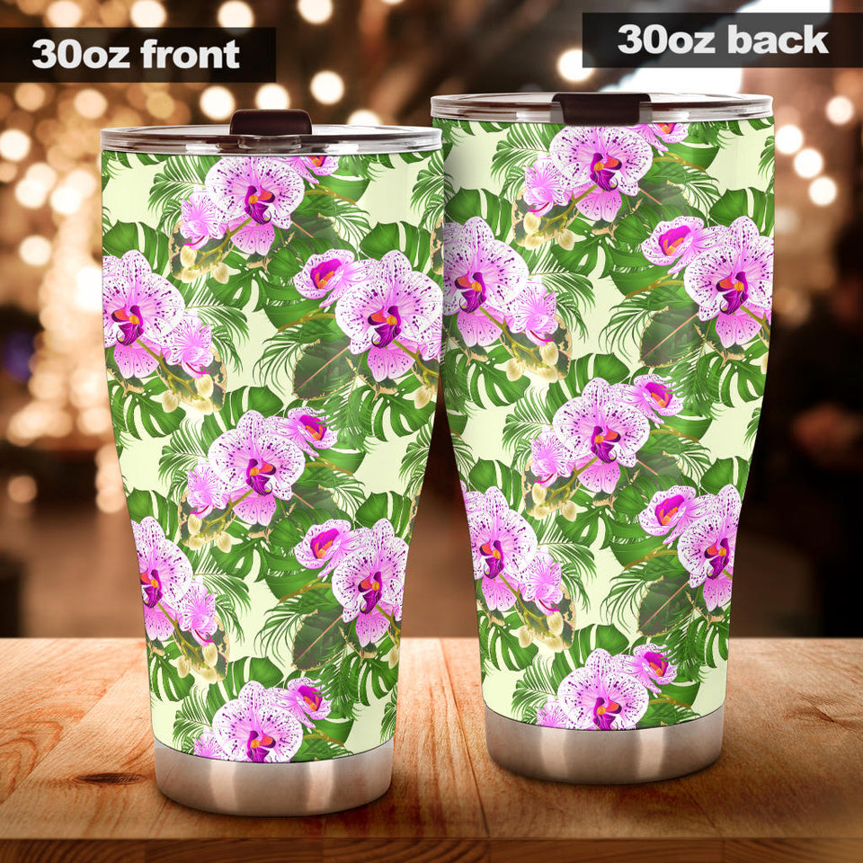 Orchid Leaves Pattern Tumbler