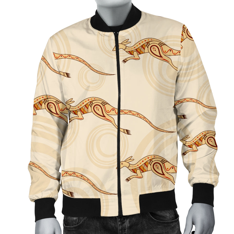 Kangaroo Aboriginal Pattern Background Men Bomber Jacket