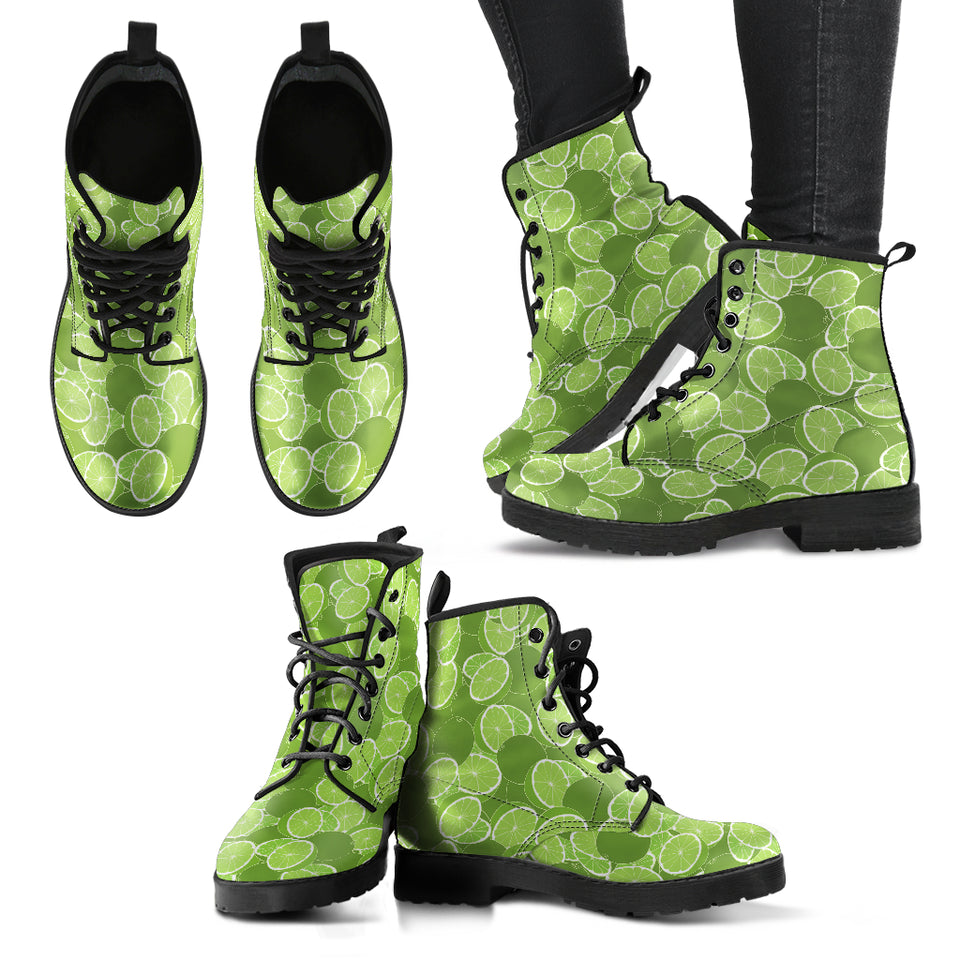 Lime Pattern Background Leather Boots