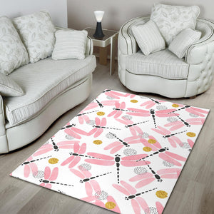Pink Dragonfly Pattern Area Rug