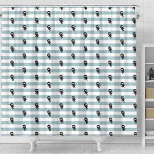 Ninja Pattern Stripe Background Shower Curtain Fulfilled In US