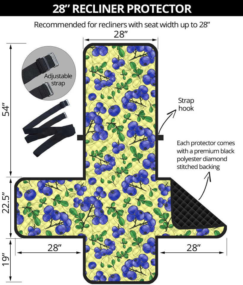 Blueberry Leaves Pattern Recliner Cover Protector