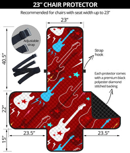 Electical Guitar Red Pattern Chair Cover Protector